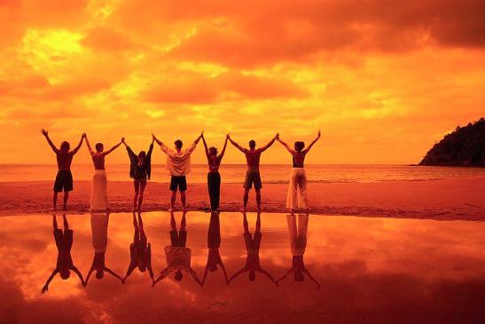 Friends Playing on the Beach