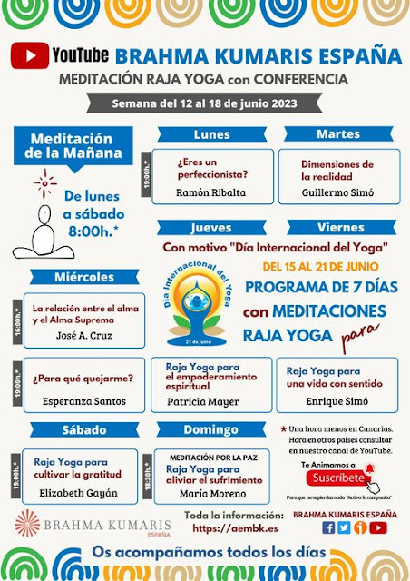 “Meditaciones Raja Yoga con charla” 12 al 18 de junio 2023 ...