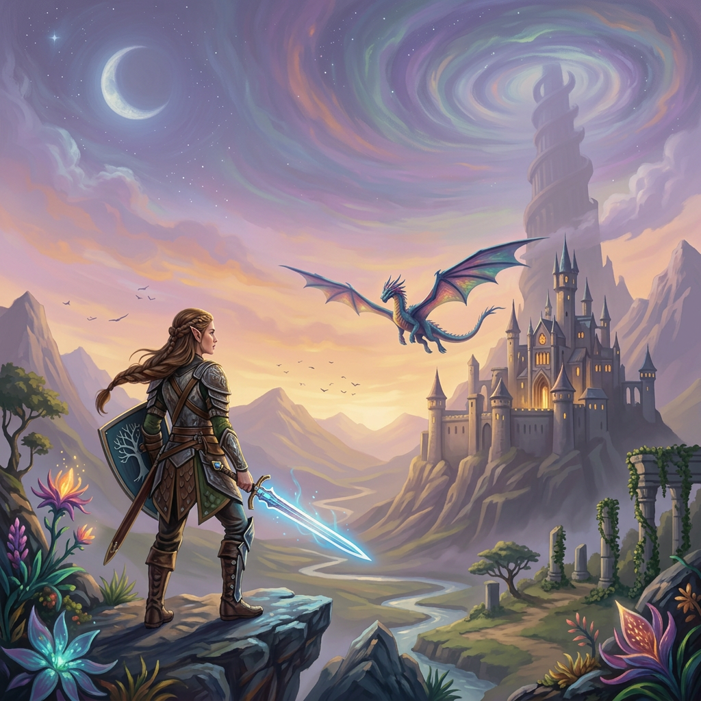 Remove text, softer lighting, simpler scenery