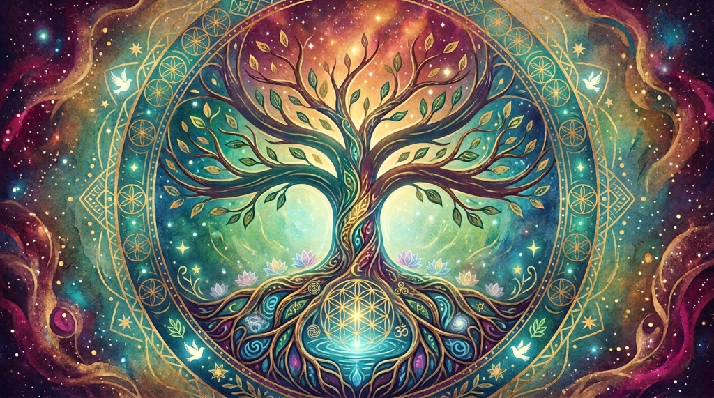 Add subtle positive spiritual symbols around flower