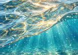 Sunlight filtering through turquoise waves onto a rocky shallow seabed