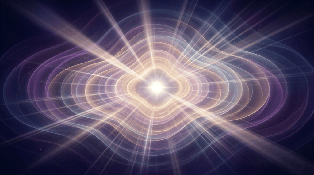 Luminous layered waves surrounding a glowing central light