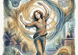 Ilustración con bailarina y texto: "La mejor danza interior es la que tiene lugar dentro nuestro cuando recordamos que no estamos solos..." "...que tenemos al Compañero con nosotros en el instante mismo en que Le recordamos." "Baila con alegría en tu interior, y de una forma u otra bailarás también en el exterior."